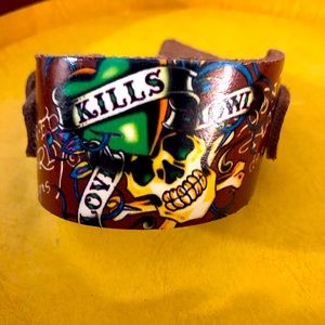 2003/2004 Ed Hardy Love Kills Slowly Leather Bracelet